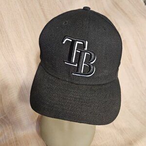 New Era 59fifty Tampa Bay Mlb 100% Wool Hat Cap Black 7 1/8